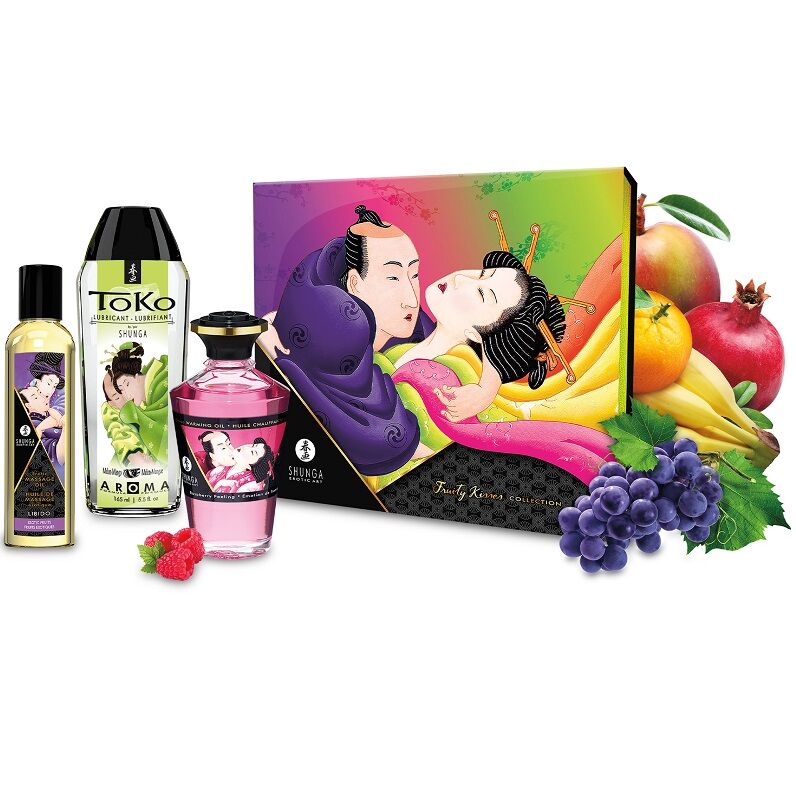 Kit Olio Massaggio Erotico Shunga Baci Fruttati — Set Coppia