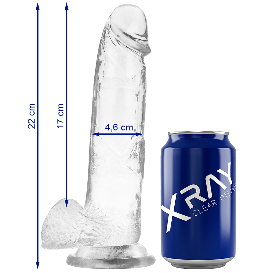 Dildo Trasparente con Sfere X Ray Clear — 22 cm