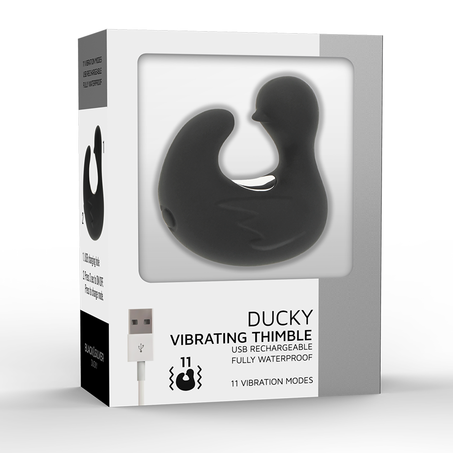 Stimolatore Clitoride a Ditale Black&Silver Duckymania — Silicone