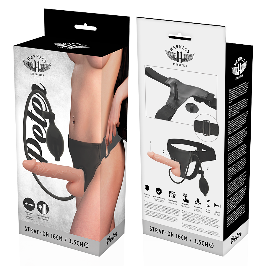 Imbracatura Strapless con Dildo Gonfiabile Harness Attraction — 18 cm