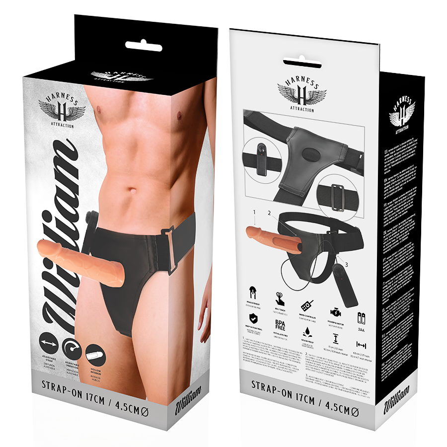 Guaina Fallica Cava Vibrante Harness Attraction Willian — 17 cm