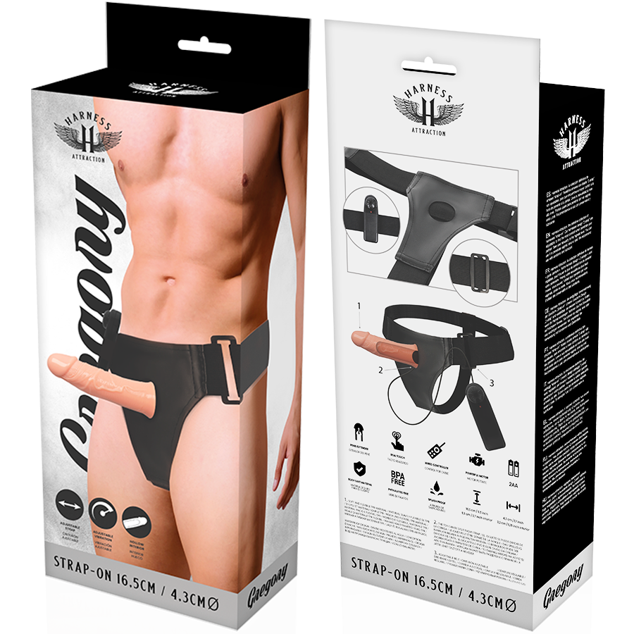 Guaina Fallica con Imbracatura Harness Attraction Gregory — 16.5 cm