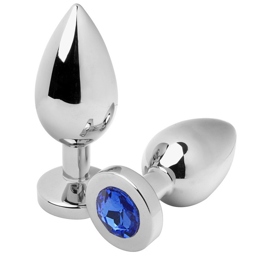 Plug Anale in Acciaio Metal Hard Diamond — 7.62 cm, Blu
