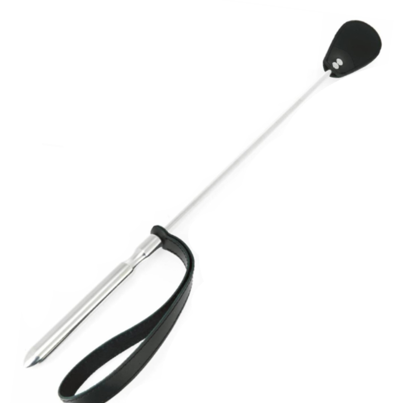 Frusta BDSM in Acciaio Metal Hard — Punta in Pelle, 61 cm