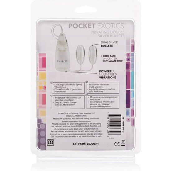 Uovo Vibrante Doppio Calexotics Pocket Exotics — ABS Argento