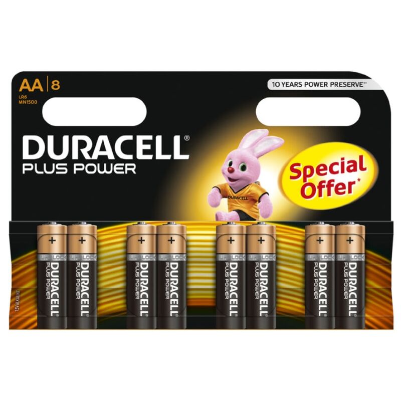 Batterie Alcaline AA Duracell Plus Power LR6 — 8 Unità