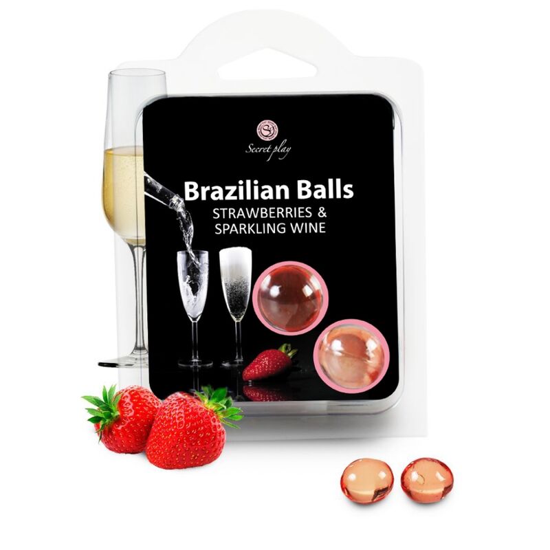 Olio da Massaggio Erotico Secretplay — Fragola e Champagne, 2 Sfere