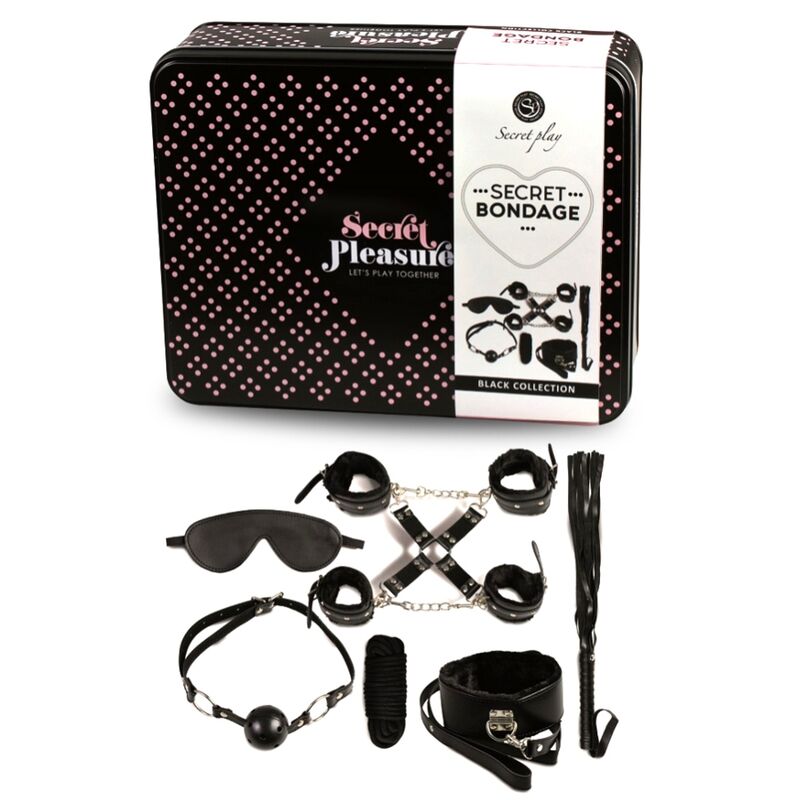 Kit Bondage BDSM Secretplay — 8 Pezzi, Pelle Sintetica Nera