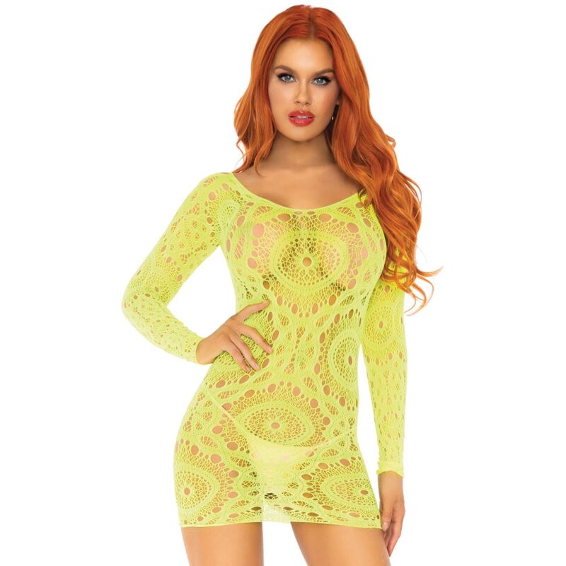 Miniabito in Pizzo Uncinetto Leg Avenue — Manica Lunga, Neon