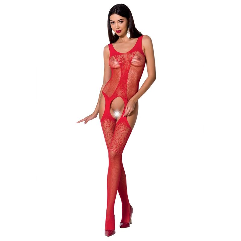 Bodystocking Sexy Passion BS072 — Rete con Pizzo, Rosso