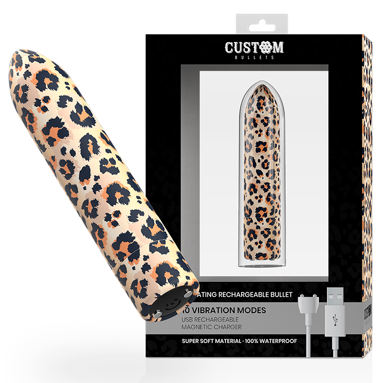 Uovo Vibrante Ricaricabile Custom Bullets Leopard — 10 Modalità
