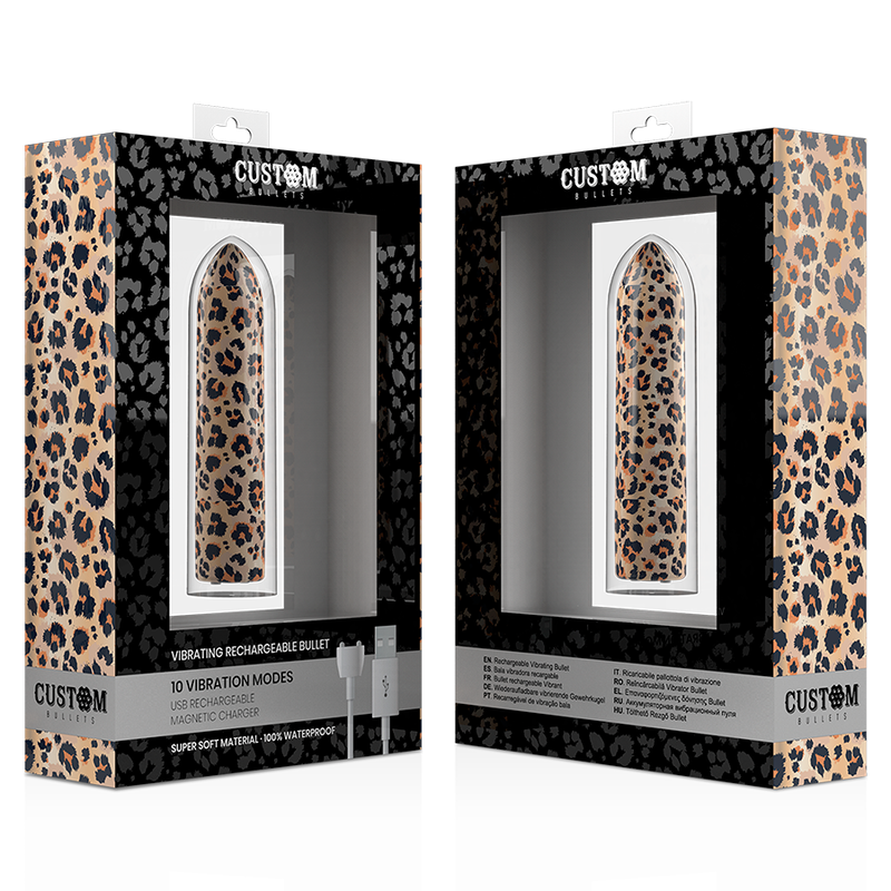 Uovo Vibrante Ricaricabile Custom Bullets Leopard — 10 Modalità