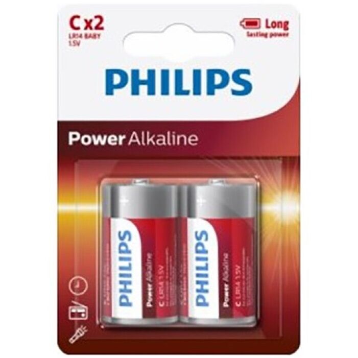 Batterie Alcaline C LR14 Philips Power Alkaline — 2 Unità