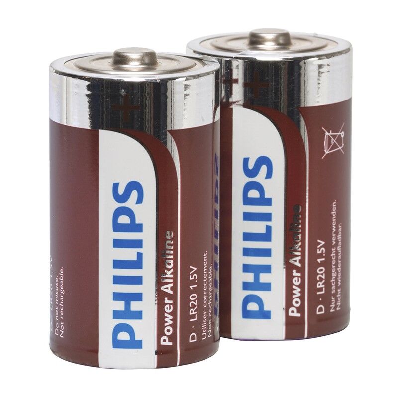 Batterie Alcaline D LR20 Philips Power Alkaline — 2 Unità