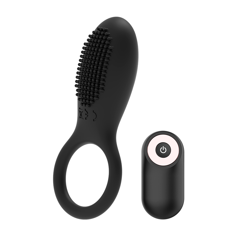 Anello Fallico Vibrante con Telecomando Coquette Chic Desire — Nero/Oro