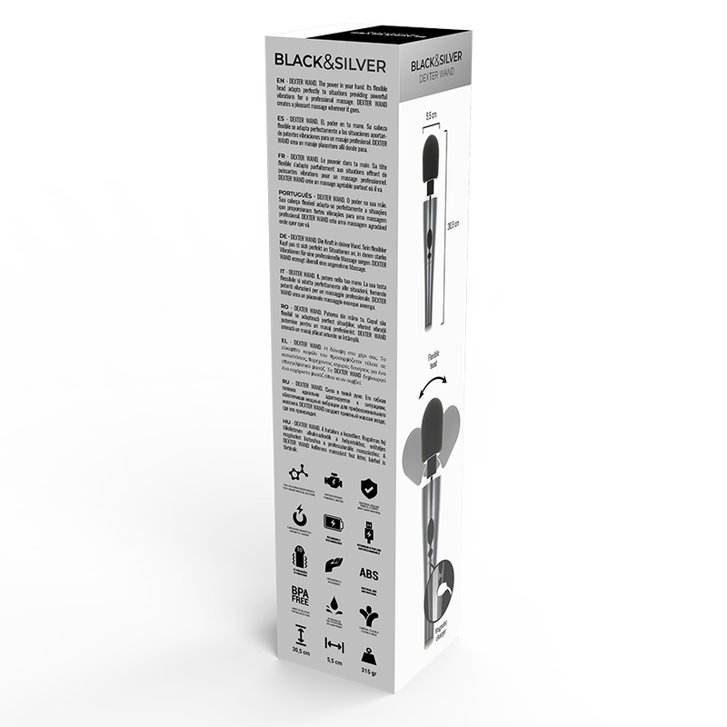 Vibratore Wand Black&Silver Dexter — 10 Modalità di Vibrazione