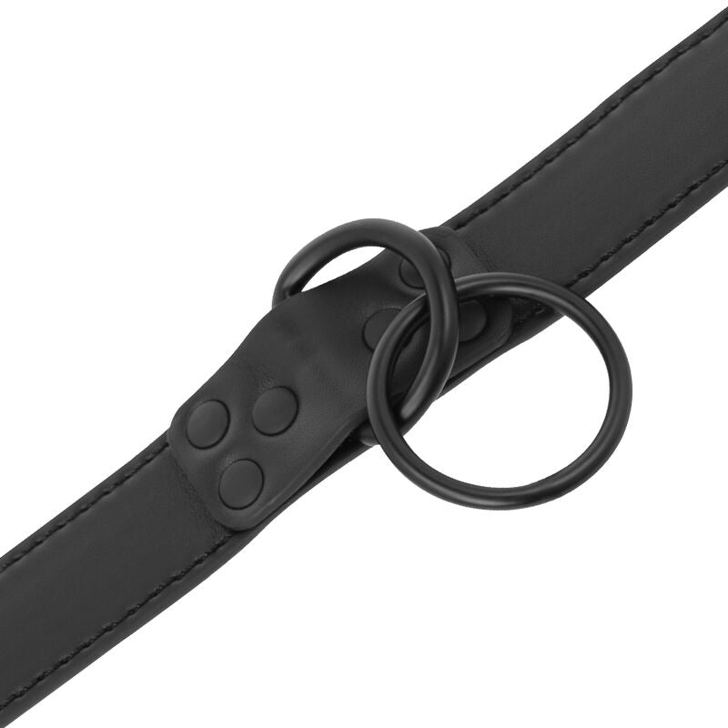 Collare BDSM con Catena Darkness — Neoprene e Puleather, Nero