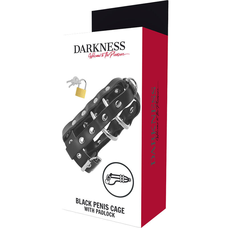Gabbia di Castità in Pelle Vegana Darkness — con Serratura