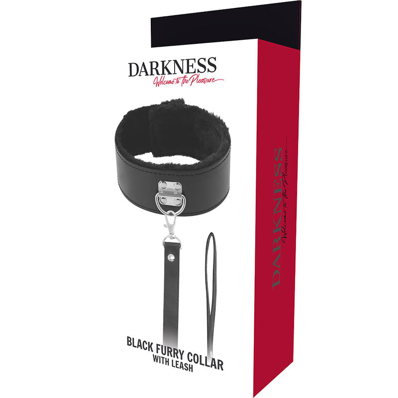 Collare BDSM Foderato con Catena Darkness — Neoprene Nero