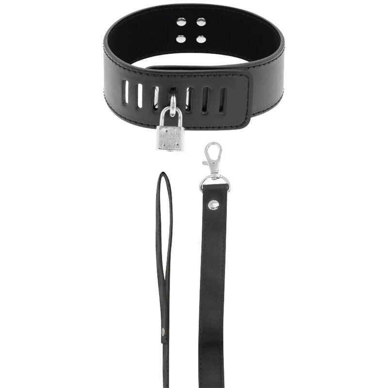 Collare BDSM con Lucchetto Darkness — Neoprene e Puleather