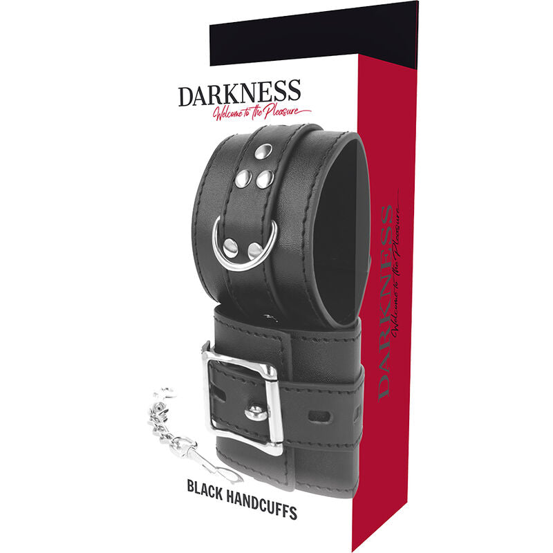 Manette BDSM in Pelle Darkness — Fibbie Regolabili, Nero