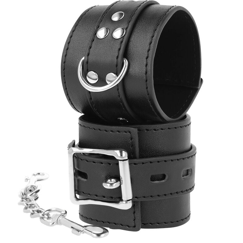 Manette BDSM in Pelle Darkness — Fibbie Regolabili, Nero