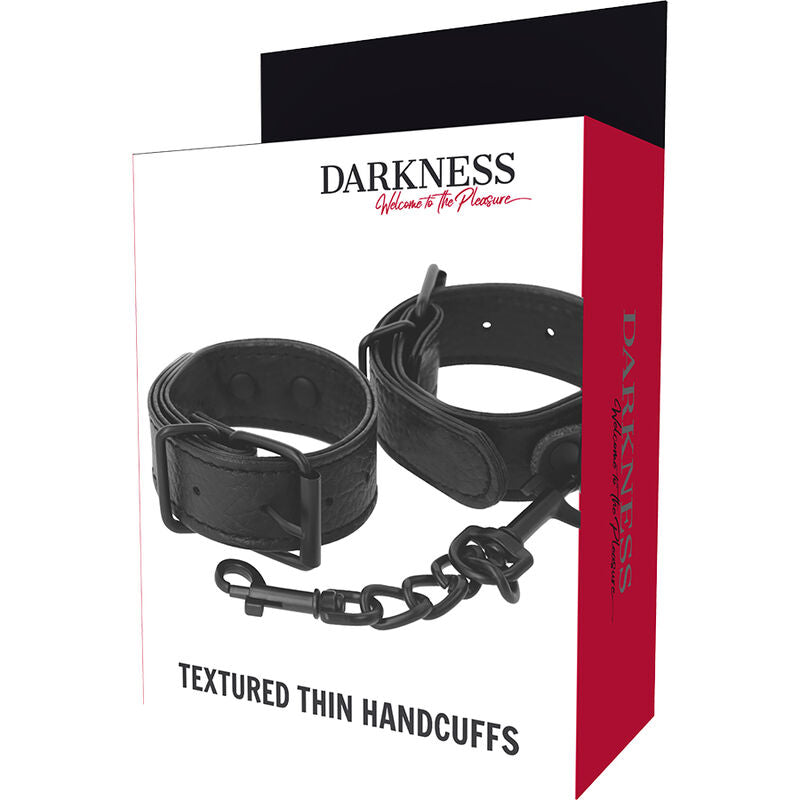 Manette BDSM Large Darkness — Cinturino Sottile, Interno Morbido