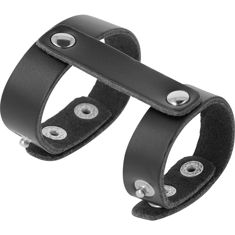 Anello Fallico con Anello Testicoli Darkness — Pelle, Regolabile