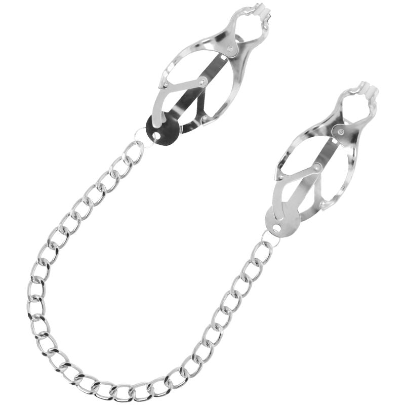 Pinza per Capezzoli con Catena Darkness — Metallo, 2 Pezzi