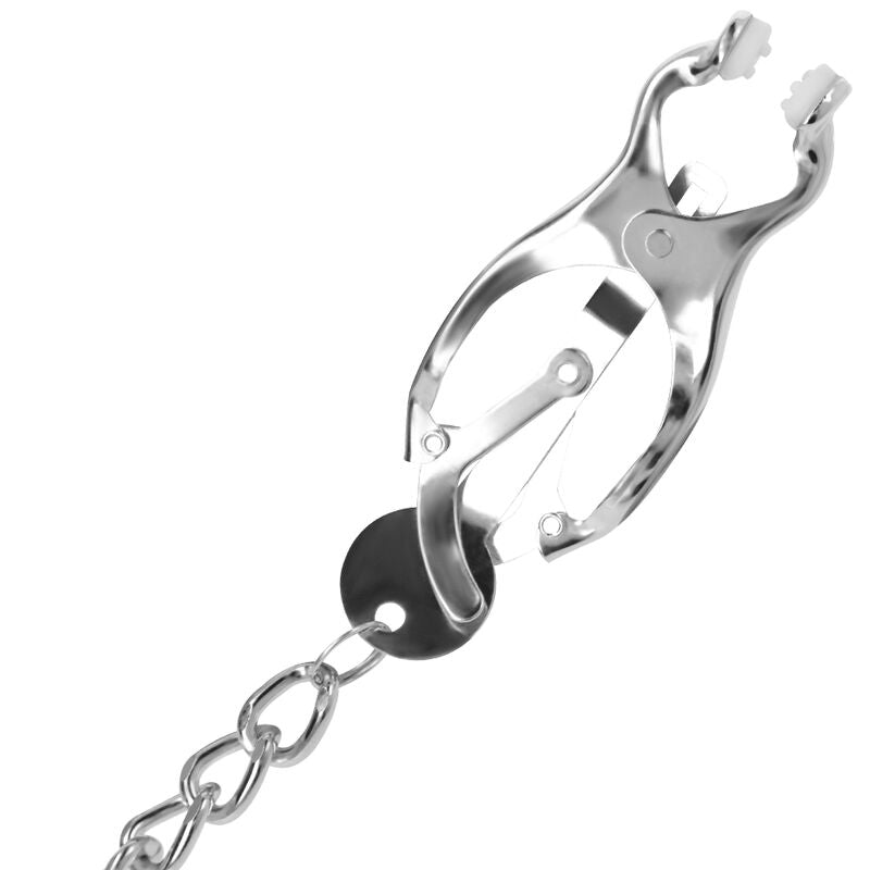 Pinza per Capezzoli con Catena Darkness — Metallo, 2 Pezzi