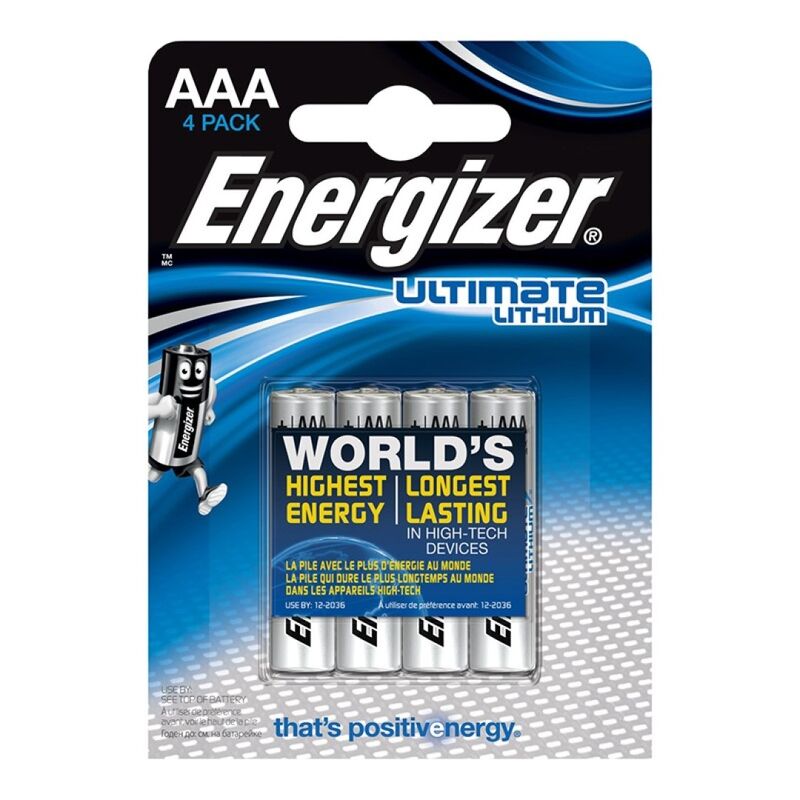 Batterie al Litio AAA Energizer Ultimate L92 — 1,5V, 4 Unità
