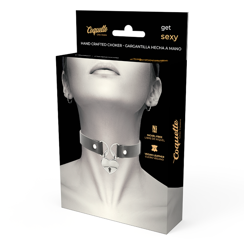 Collare BDSM Fetish Coquette Chic Desire — Pelle Vegana, 40 cm