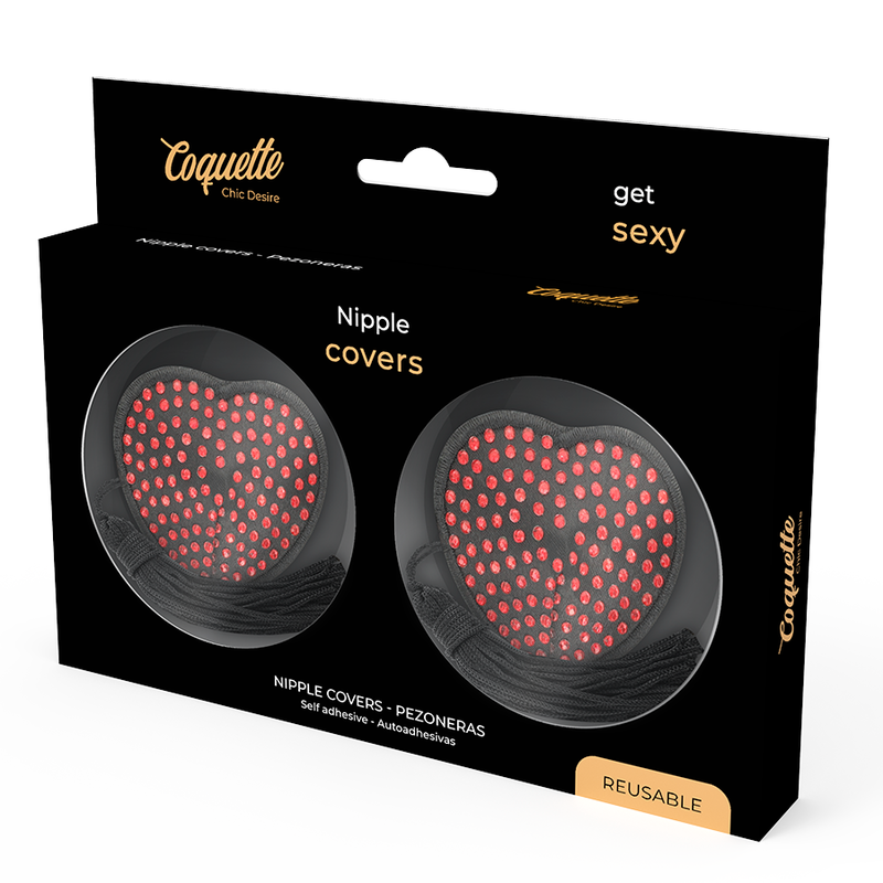 Copricapezzoli Adesivi Coquette Chic Desire — Cuore, Nero/Rosso