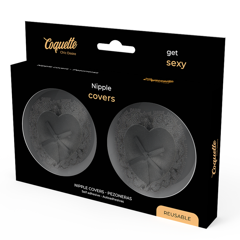 Copricapezzoli in Pizzo Autoadesivi Coquette Chic Desire — Nero