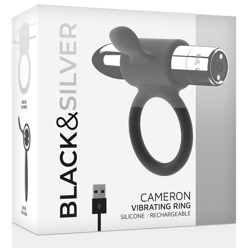 Anello Fallico Vibrante Black&Silver Cameron — Argento