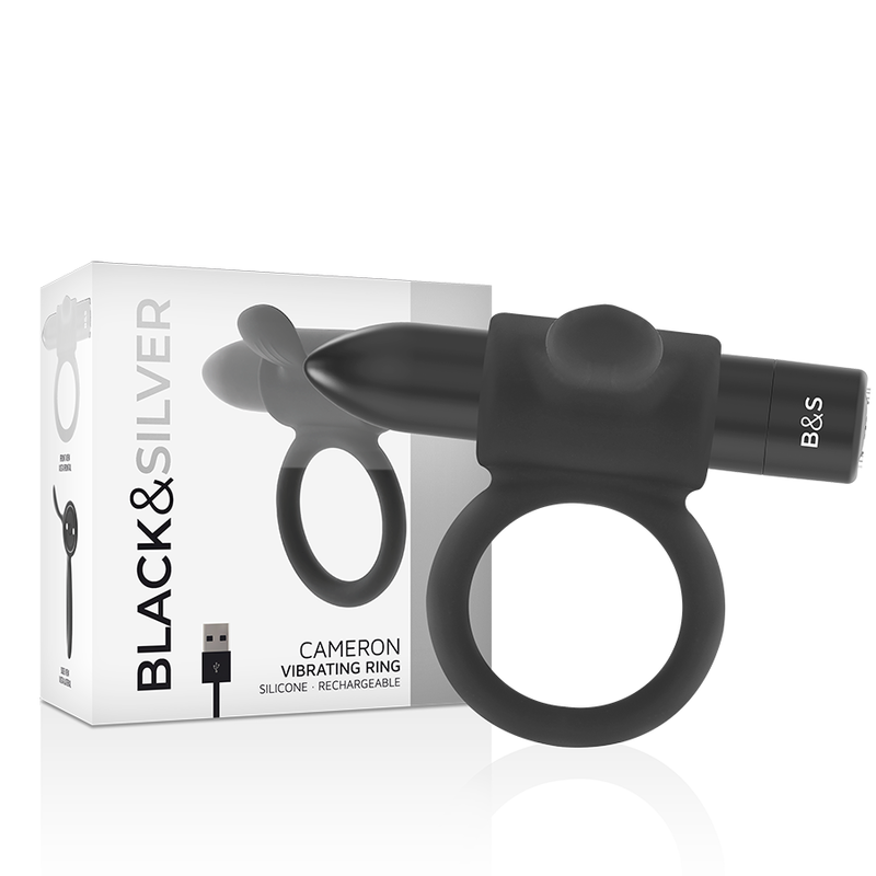 Anello Fallico Vibrante Black&Silver Cameron — Ricaricabile
