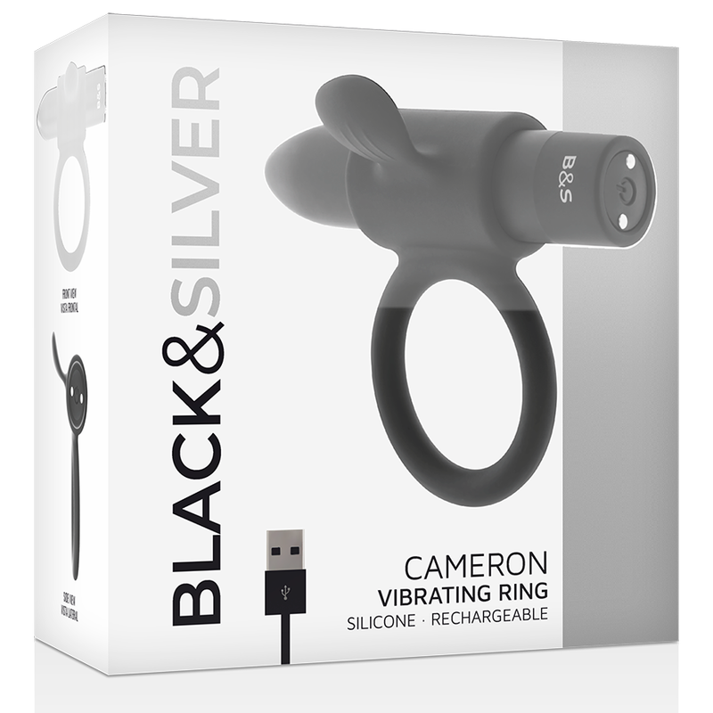 Anello Fallico Vibrante Black&Silver Cameron — Ricaricabile