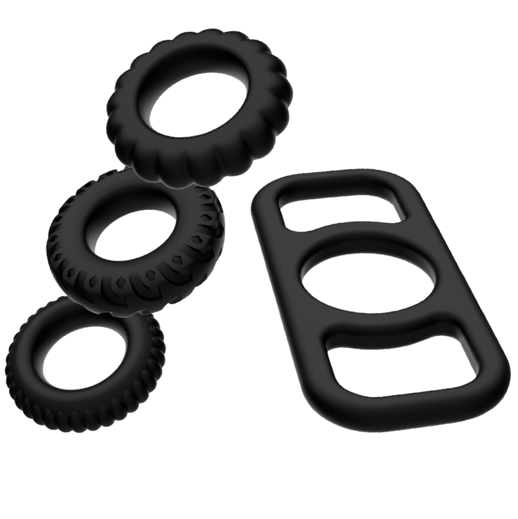 Set Anelli Fallici in Silicone Addicted Toys — 4 Misure