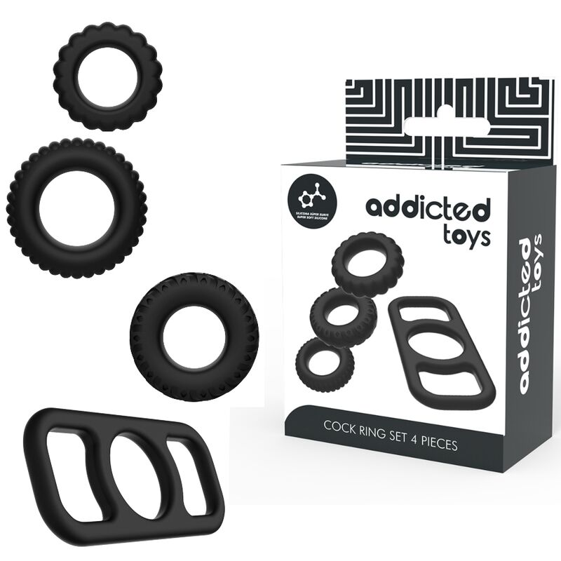 Set Anelli Fallici in Silicone Addicted Toys — 4 Misure
