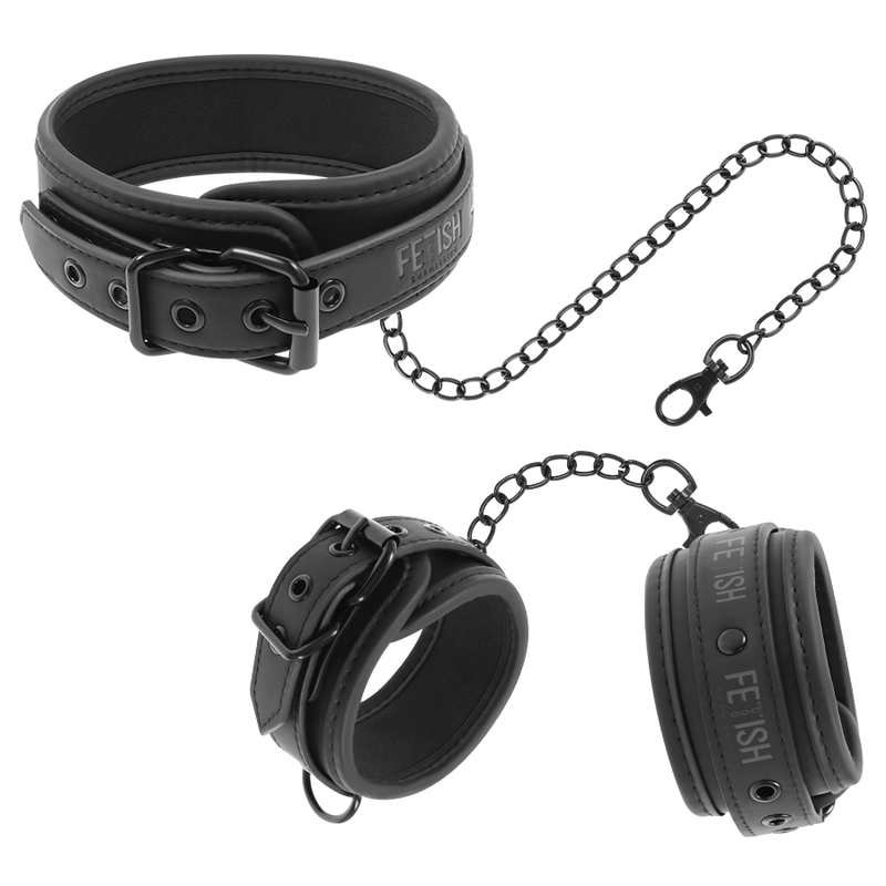 Kit Bondage Collare e Manette Fetish Submissive — Pelle Vegana