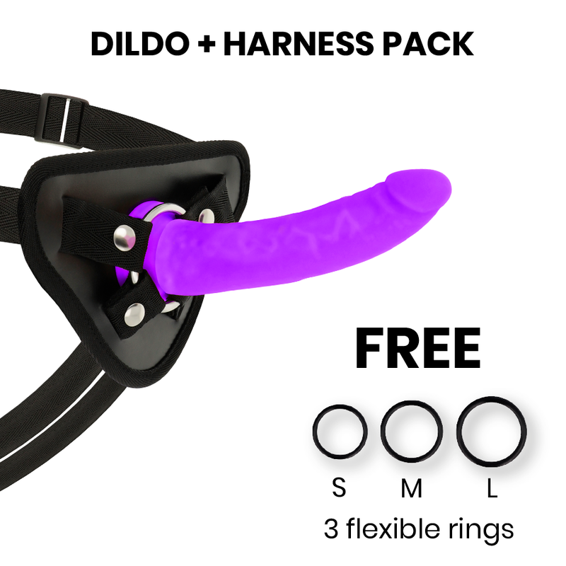 Imbracatura con Dildo in Silicone Delta Club — Viola 17 cm