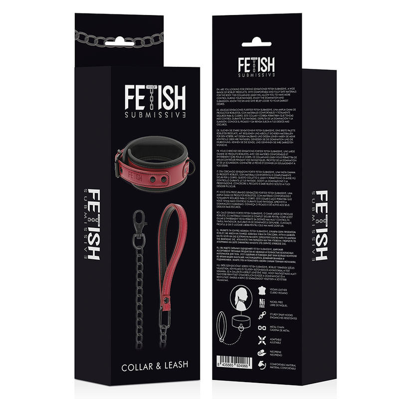 Collare BDSM con Catena e Manette Fetish Submissive Dark Room