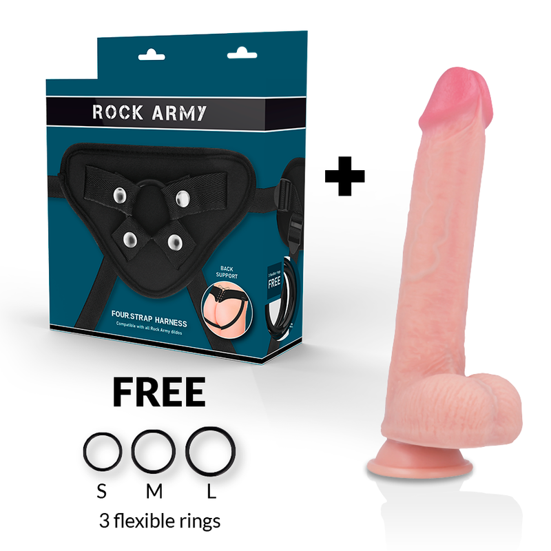 Imbracatura Strapless con Dildo Realistico Rockarmy Kingcobra — 24 cm