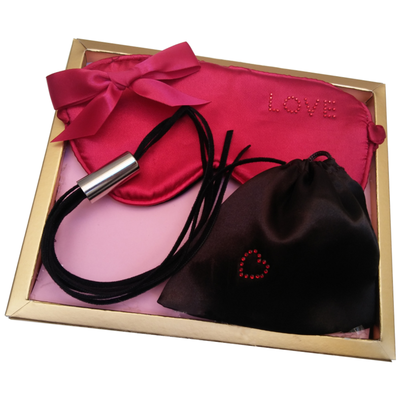 Kit Bondage Frusta e Maschera Inedit Dominatrix — Raso