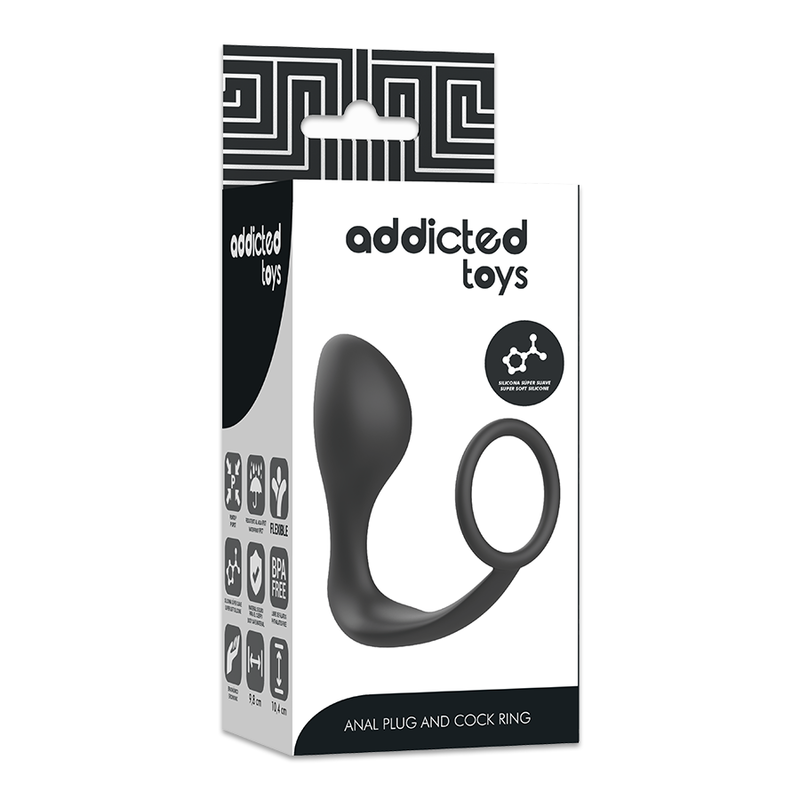 Plug Anale con Anello Fallico Addicted Toys Annal — Silicone Nero