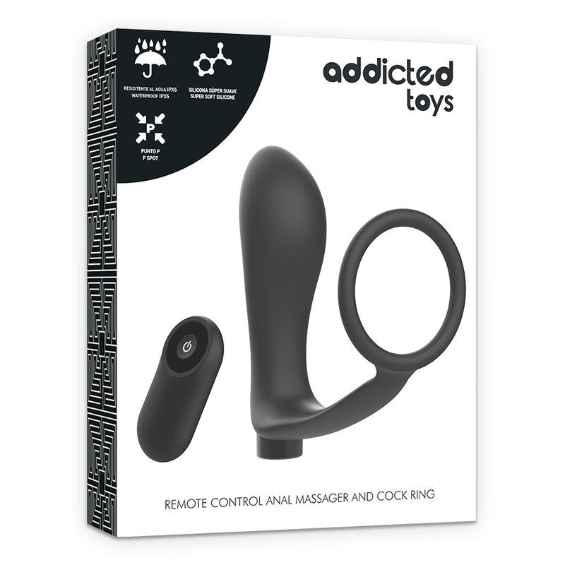 Anello Fallico Vibrante con Plug Anale Addicted Toys Annal — Nero