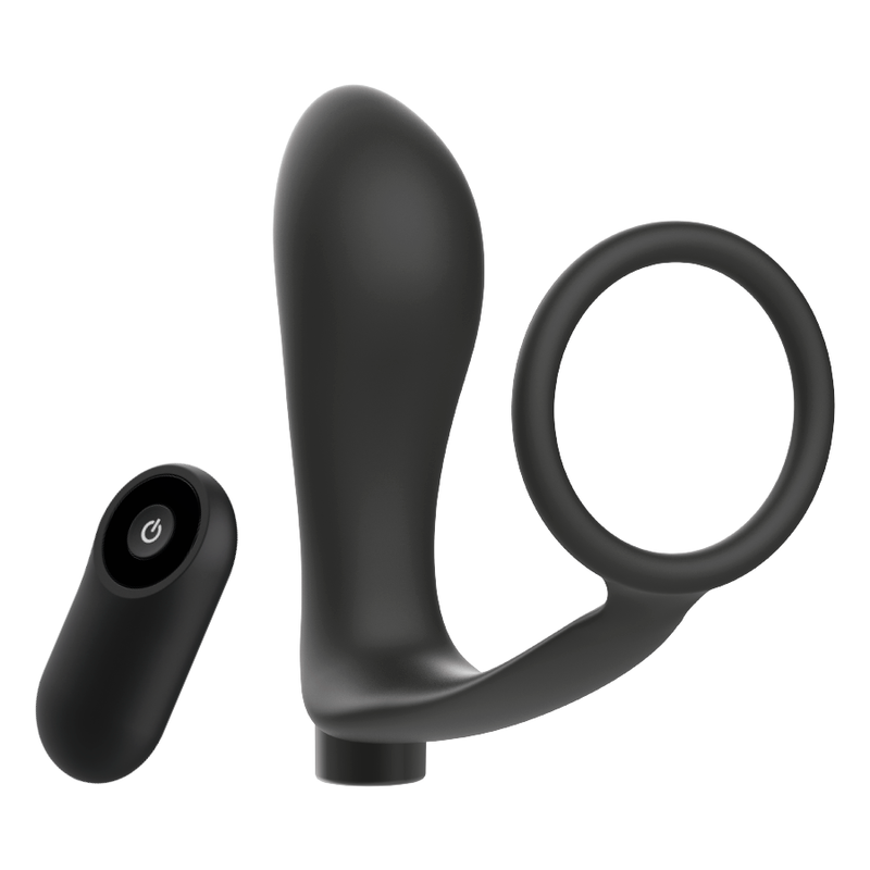 Anello Fallico Vibrante con Plug Anale Addicted Toys Annal — Nero