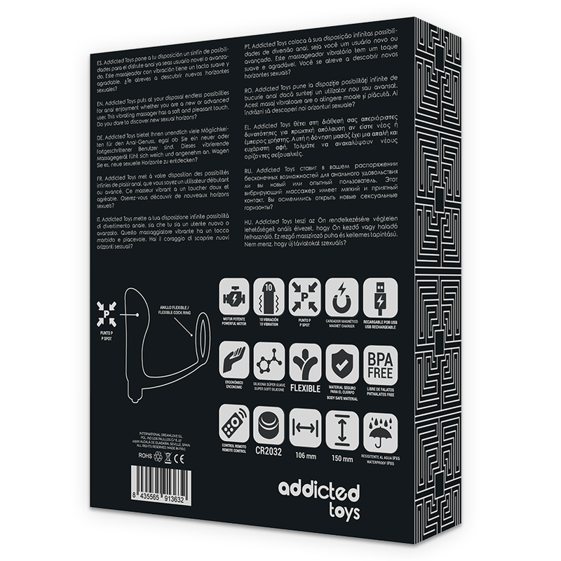 Anello Fallico Vibrante con Plug Anale Addicted Toys Annal — Nero