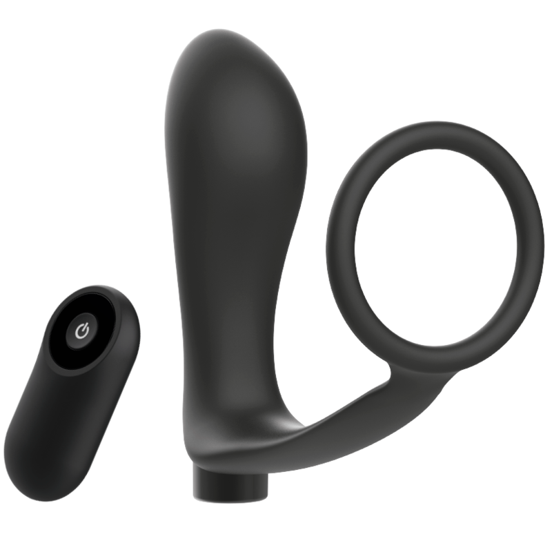 Anello Fallico Vibrante con Plug Anale Addicted Toys Annal — Nero