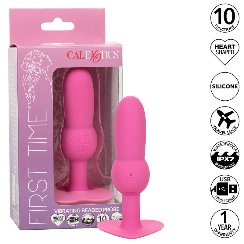 Plug Anale Vibrante Calexotics First Time con Perline Rosa 5